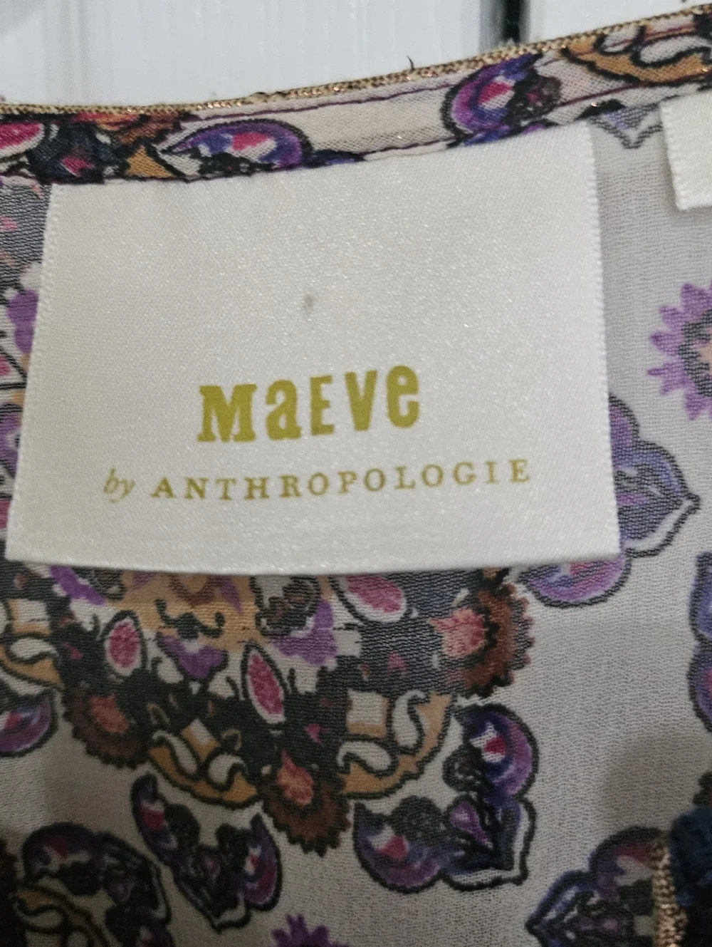 Maeve Anthropologie Dress Women Boho Floral Velvet Trim Tie XS Sheer Sleeve. - Picture 7 of 16